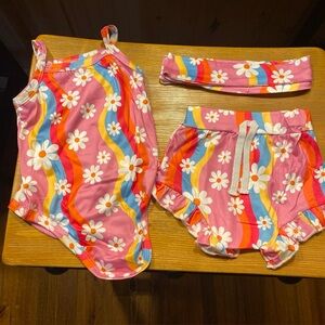 3-6 Months Baby Girl Floral Swimsuit And Shorts Set NWT